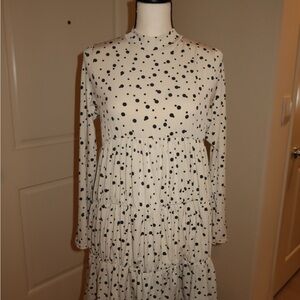 Nasty Gal Black and White Polka Dot Long Sleeve Dress